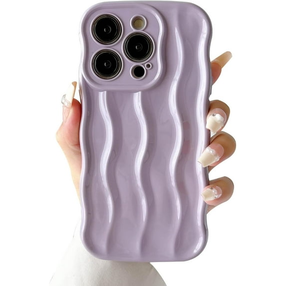 Compatible with iPhone 14 Pro Phone Case Girls Cute Water Ripple Pattern Wavy Bezel Shock Absorbing Anti-Fall Slim TPU Phone Case for Women - Light Purple