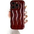 thumbnail image 1 of Compatible with iPhone 14 Pro Phone Case Girls Cute Water Ripple Pattern Wavy Bezel Shock Absorbing Anti-Fall Slim TPU Phone Case for Women - Red Wine, 1 of 12