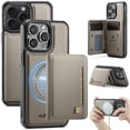 thumbnail image 1 of Compatible With iPhone 14 Pro Phone Case,Magnetic 2 in 1 Detachable Wallet Case,With Card Holder,Kickstand,Compatible Magsafe,PU Leather Shockproof Heavy Duty Phone Case Cover,Gray, 1 of 12
