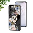 thumbnail image 1 of Compatible with iPhone 14 Pro Rotatable Ring Stand with Bling Glitter Diamond, Printed Case Fashion Luxury Flower Floral Pattern Slim Cover for iPhone 14 Pro 6.1 inch 2022,Black Flower Bush, 1 of 8