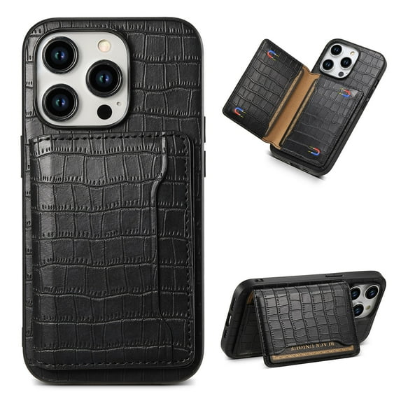 Compatible with iPhone 14 Pro Wallet Case Credit Card Holder, Classic Business Premium PU Leather Kickstand Durable Shockproof Protective Kickstand Cover for iPhone 14 Pro, Black