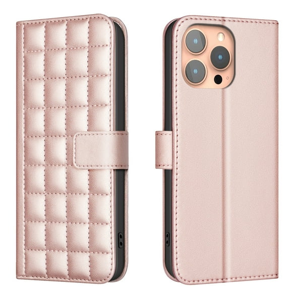 Compatible with iPhone 14 Pro Wallet Case, Elegant Shoulder & Wrist Strap and PU Leather Flip Card Slots Kickstand Magnetic Closure Cell Mobile Phone Cover for iPhone 14 Pro, Rosegold