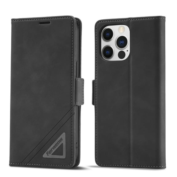 Compatible with iPhone 14 Pro Wallet Case PU Leather Folio Flip Cover Credit Card Holder [Soft TPU Shell] Magnetic Function & Kickstand Function Folding Phone Case Cover for iPhone 14 Pro,Black