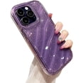 thumbnail image 1 of Compatible with iPhone 14 Pro for Women/Girls, Cute Glitter Bling Water Ripple Clear Anti-Scratch Shockproof Soft Curly Wave Phone Case for iPhone 14 Pro,Purple, 1 of 9