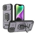 thumbnail image 1 of Compatible with iPhone 14 Stand Case with Slide Camera Cover Military Grade Heavy Duty Rugged Full Body Shockproof Protection Built-in Ring Kickstand Hard Back Case, Purple, 1 of 4