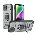 thumbnail image 1 of Compatible with iPhone 14 Stand Case with Slide Camera Cover Military Grade Heavy Duty Rugged Full Body Shockproof Protection Built-in Ring Kickstand Hard Back Case, Gray, 1 of 1