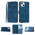 thumbnail image 1 of Compatible with iPhone 14 Vintage Wallet Case, with Wrist Strap PU Leather Flip Card Slots Holder Kickstand Magnetic Closure Phone Case Cover for iPhone 14 for Women Men, Darkblue, 1 of 10