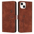 thumbnail image 1 of Compatible With iPhone 14 Wallet Case Full Coverage Dustproof Anti-Fingerprint Anti-Scratch Kickstand Shockproof Comfortable Hand Feeling Wrist Strap Phone Case for Women or Men,Brown, 1 of 10