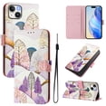 thumbnail image 1 of Compatible for iPhone 14 Wallet Case, Painting Pattern Premium PU Leather [Credit Card Holder] [Wrist Strap] Flip Stand Feature Purse Case Full Protective Pattern Phone Cover, Landscaping, 1 of 17