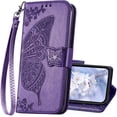 thumbnail image 1 of Compatible with iPhone 14 Wallet Case for Women,Butterfly Embossed PU Leather Flip Folio Cover Credit Card Holder Slots Stand Wallet Phone Case for iPhone 14 6.1 Inch (Purple), 1 of 13