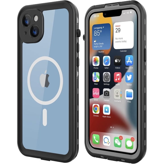 Compatible iPhone 14 Waterproof Case, Shockproof, Dustproof, Built-in Screen Protector, Charging Magnetic Ring, Underwater Protective for iPhone 14 Black