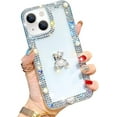 thumbnail image 1 of Compatible with iPhone 14 for Women Girls with Bear 3D Glitter Sparkle Bling Case Luxury Shiny Cute Crystal Charms Rhinestone Diamond Bumper Clear Protective Cover, 1 of 6