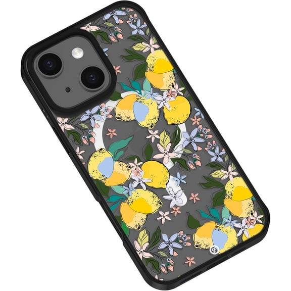 Compatible for iPhone 14 & iPhone 13 Case with Magsafe, Girly Aesthetic Flower Floral Pattern Clear Shockproof Phone Case Cover for Women Girls (Summer Lemon)
