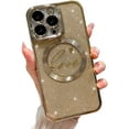 thumbnail image 1 of Compatible with iPhone 14 pro Magnetic Glitter Case-6.1 Inch, Luxury Love Heart Pattern Plating Clear Case, Compatible with MagSafe for Women Girls Shockproof Back Cover-Gold, 1 of 14