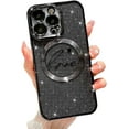 thumbnail image 1 of Compatible with iPhone 14 pro Magnetic Glitter Case-6.1 Inch, Luxury Love Heart Pattern Plating Clear Case, Compatible with MagSafe for Women Girls Shockproof Back Cover-Black, 1 of 13