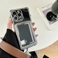thumbnail image 1 of Compatible with iPhone 15 Back Case, Luxury Plating Card Slot Soft TPU Shockproof Protective Lightweight Anti-Scratch Silver Frame Cover Phone Case for iPhone 15 - Black, 1 of 7