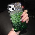 thumbnail image 1 of Compatible with iPhone 15 Bling Case Cute Glitter Diamond Rhinestone Shiny Gradient Crystal Bumper Luxury Protective Cover 3D Handmade Cover for Women Girls Green, 1 of 9