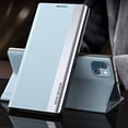 thumbnail image 1 of Compatible with iPhone 15, Built-in invisible Stand, Full Protection Shockproof Thin Magnetic Luxury PC Plating + PU Leather Slim Fit Smart Case for iPhone 15,Lightblue, 1 of 9