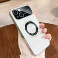 thumbnail image 1 of Compatible with iPhone 15 Case 2023 【Support for Magsafe】 Magnetic Logo View Magnetic Plating Luxury Case Wide Lens Camera Protection Shockproof Corner Back Cover -White, 1 of 12