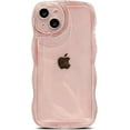 thumbnail image 1 of Compatible with iPhone 15 Case 6.1",Cute Kawaii Curly Wave Edge,Clear Transparent Camera Lens Protection Soft Silicone Shockproof Protective Bumper Phone Cover for Women Men (Pink), 1 of 11
