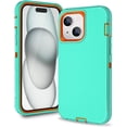 thumbnail image 1 of Compatible with iPhone 15 Case 6.1 Inch, Phone 14 Case, Heavy Duty Defender 3-Layer Rugged Shockproof Drop Protective Cover Phone Cases Both for iPhone 13/14/15 (Mint/Orange), 1 of 7
