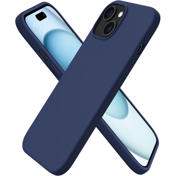 Compatible with iPhone 15 Case 6.1, Slim Liquid Silicone 3 Layers Full Covered Soft Gel Rubber Phone Case, Anti-Scratch Shockproof Protective Cover 6.1 Inch, Dark Blue