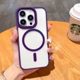 thumbnail image 1 of Compatible with iPhone 15 Case - Compatible with MagSafe - Clear Transparent Back Stylish Rubber Silicone - Slim Drop Protection Anti-Yellow Magnetic Shockproof Bumper Cover, Darkpurple, 1 of 8
