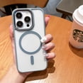 thumbnail image 1 of Compatible with iPhone 15 Case - Compatible with MagSafe - Clear Transparent Back Stylish Rubber Silicone - Slim Drop Protection Anti-Yellow Magnetic Shockproof Bumper Cover, Gray, 1 of 8