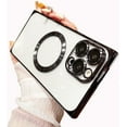 thumbnail image 1 of Compatible with iPhone 15  Case [Compatible with MagSafe] Luxury Clear Plating Magnetic Phone Case Camera Lens Protection Slim Soft Shockproof Cover for Women Girls Men, Black, 1 of 7
