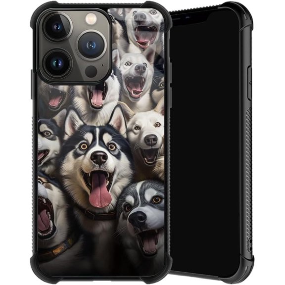 Compatible with iPhone 15 Case, Husky Family Phone Cover for Men/Women, Soft TPU Anti-Skid Thread and Four Corner Anti-Collision Protection Case Compatible with iPhone 15 6.1"
