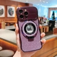 thumbnail image 1 of Compatible with iPhone 15 Case, Luxury Glitter Plating Magsafe Ring Kickstand Case Compatible with MagSafe for Women Girls Shockproof Protective Back Cover with Lens Protector - Darkpurple, 1 of 9