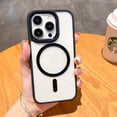 thumbnail image 1 of Compatible with iPhone 15 Case - Compatible with MagSafe - Clear Transparent Back Stylish Rubber Silicone - Slim Drop Protection Anti-Yellow Magnetic Shockproof Bumper Cover, Black, 1 of 8