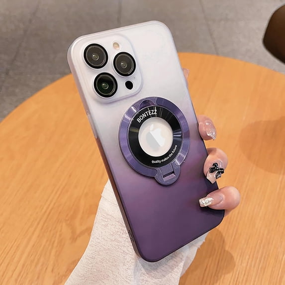 Compatible with iPhone 15 Case with Magnetic Stand [Compatible with MagSafe] Cute Gradient Color Case with Camera Lens Protector Full Protection Shockproof Protective Cover Case, Purple