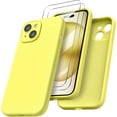 thumbnail image 1 of Compatible with iPhone 15 Case Shockproof with Screen Protectors, Waterproof Liquid Silicone Rubber Full Cover Protective Case for iPhone 15 6.1 inch-Lemon Yellow, 1 of 13