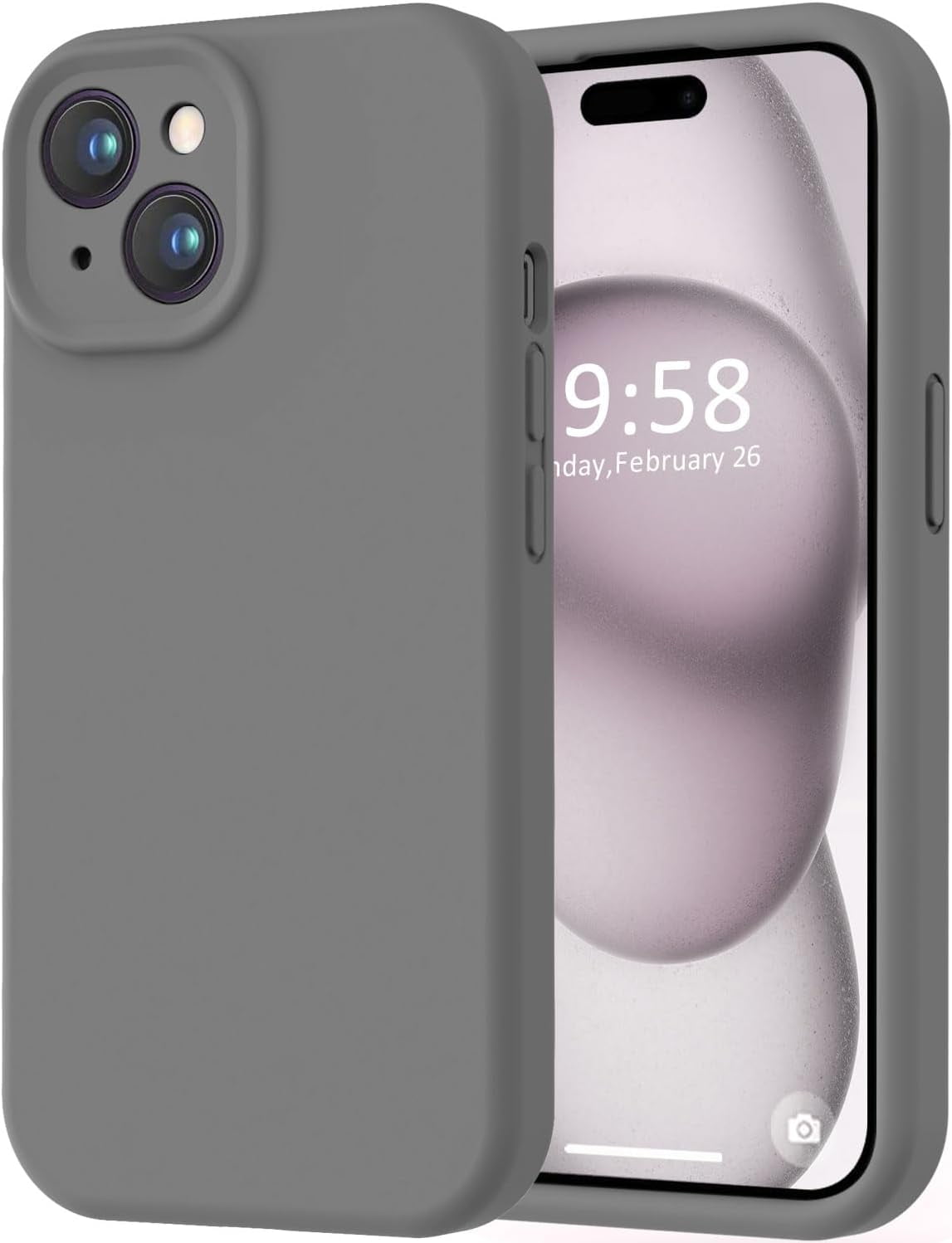 Compatible with iPhone 15 Case, [Smooth Silicone Full Coverage Camera ...