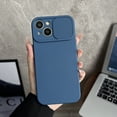 thumbnail image 1 of Compatible with iPhone 15 Case, [Smooth Silicone Full Coverage Camera] [Drop Protection], Shockproof Slim Soft Microfiber Lining Camera Lens Slide Protective Phone Case, Navyblue, 1 of 11