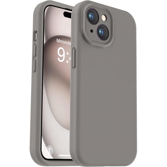 Compatible with iPhone 15 Case, Upgrade Defender Liquid Silicone, [Enhanced Camera Protection] [Soft Anti-Scratch Microfiber Lining] Shockproof Phone Case for iPhone 15 - Natural Titanium