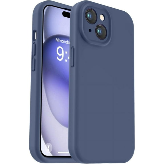 Compatible with iPhone 15 Case, Upgrade Defender Liquid Silicone, [Enhanced Camera Protection] [Soft Anti-Scratch Microfiber Lining] Shockproof Phone Case for iPhone 15 6.1 inch - Navy Blue