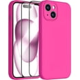 thumbnail image 1 of Compatible with iPhone 15 Case,Upgrade Liquid Silicone,with 2× Screen Protector[Enhanced Camera Protection][Scratch-Resistant Soft Microfiber Lining] Slim Cover Phone Cases (Hot Pink), 1 of 12