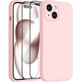 thumbnail image 1 of Compatible with iPhone 15 Case,Upgrade Liquid Silicone,with 2× Screen Protector[Enhanced Camera Protection][Scratch-Resistant Soft Microfiber Lining] Slim Cover Phone Cases (Pink), 1 of 12