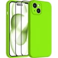 thumbnail image 1 of Compatible with iPhone 15 Case,Upgrade Liquid Silicone,with 2× Screen Protector[Enhanced Camera Protection][Scratch-resistant soft microfiber lining]Slim Cover Phone Cases (Fluorescent Green), 1 of 12