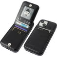 thumbnail image 1 of Compatible with iPhone 15 Case Wallet with Credit Card Holder, Flip Premium Leather Magnetic Clasp Kickstand Heavy Duty Protective Cover for iPhone 15 6.1 Inch (Black), 1 of 7