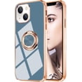 thumbnail image 1 of Compatible with iPhone 15 Case for Women Girls Kickstand Ring Holder 360 TPU Rotation Ring Case with Stand Plating Edge Work with Magnetic Mount Slim Luxury Case, Gray, 1 of 15
