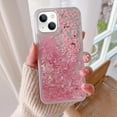 thumbnail image 1 of Compatible with iPhone 15 Glitter Case Bling Sparkle Luxury Liquid Floating Quicksand Case Women Girls Slim Soft TPU Cute Flower Protective Transparent Cover, Cherry Blossom, 1 of 6