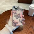 thumbnail image 1 of Compatible with iPhone 15 Laser Case Cute Butterfly Seashell Glitter Bling Case with Camera Lens Protection Scratch-Resistant Cover Girly Women Soft TPU Shockproof Cover,Pink, 1 of 12