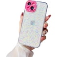 thumbnail image 1 of Compatible with iPhone 15 Luminous Case Glow in The Dark Noctiluncent Fluorescent Glitter Case for Women Girls Rhinestone Bling Diamond Camera Bumper Shockproof Phone Cover, White, 1 of 8