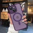 thumbnail image 1 of Compatible with iPhone 15 Magnetic Frosted Case with Camera Lens Film Compatible with MagSafe Wireless Charging Case Men Women Translucent Matte Shockproof Phone Cover, Purple, 1 of 14