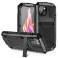 thumbnail image 1 of Compatible with iPhone 15 Metal Case, with Screen Protector Camera Lens Protector Military Rugged Heavy Duty Shockproof Case with Metal Kickstand Full Body Tough Dustproof Case, Black, 1 of 9