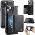 thumbnail image 1 of Compatible With iPhone 15 Phone Case,Magnetic 2 in 1 Detachable Wallet Case,With Card Holder,Kickstand,Compatible Magsafe,PU Leather Shockproof Heavy Duty Phone Case Cover,Black, 1 of 12