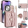 thumbnail image 1 of Compatible with iPhone 15 Plus 6.7 inch Wallet Case with Stand RFID Card Holder Strap Lanyard Cell Phone Cover for i-Phone 15+ iPhone15Plus 5G i i15 + iPhone15 15Plus Women Girls Rose Gold, 1 of 14